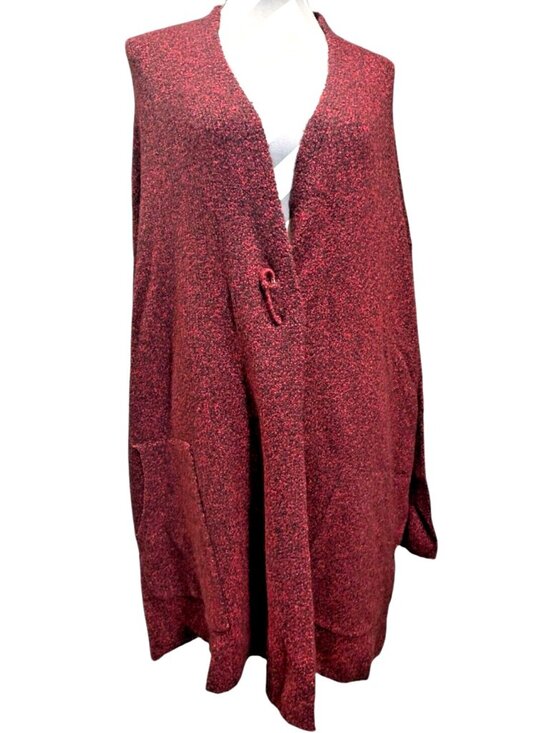 J. Jill Sweaters - J. Jill Vibrant Persian Red Base Color Pinned ¾ Sleeve Topper - Women's Size 4X
